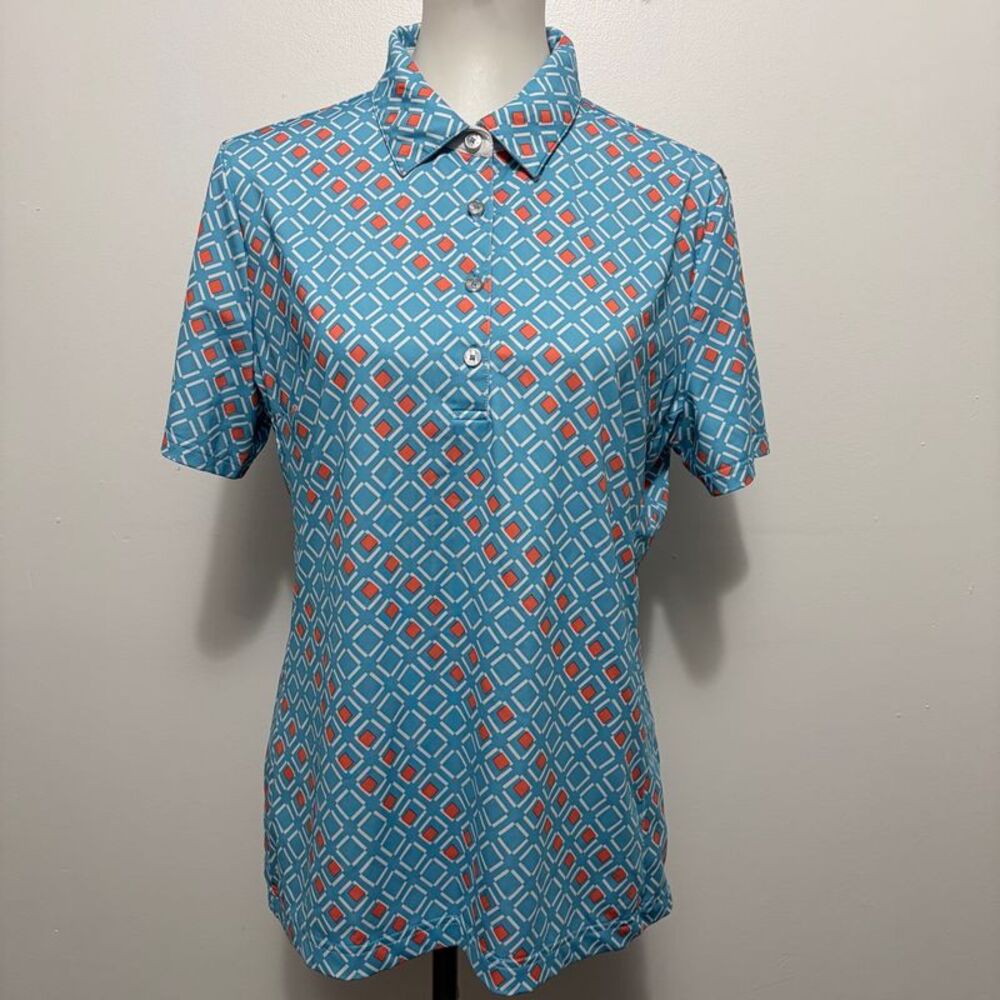 nvo Geometric Print Golf Polo Shirt L